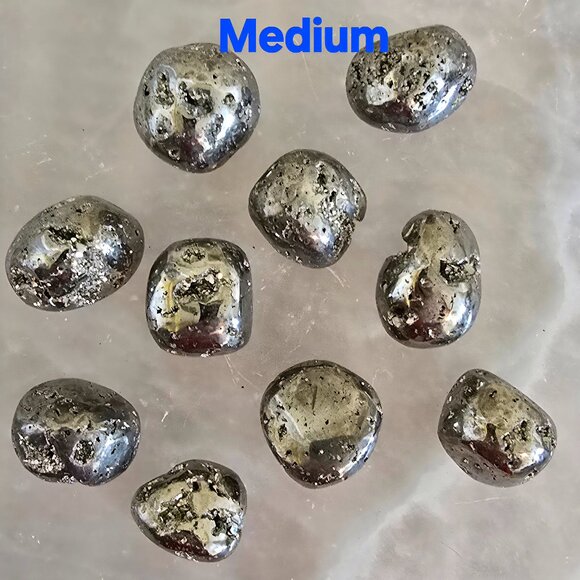 Medium - Peruvian Pyrite Tumbled Stone – Prosperity & Protection (One Piece) - Picture 1 of 2